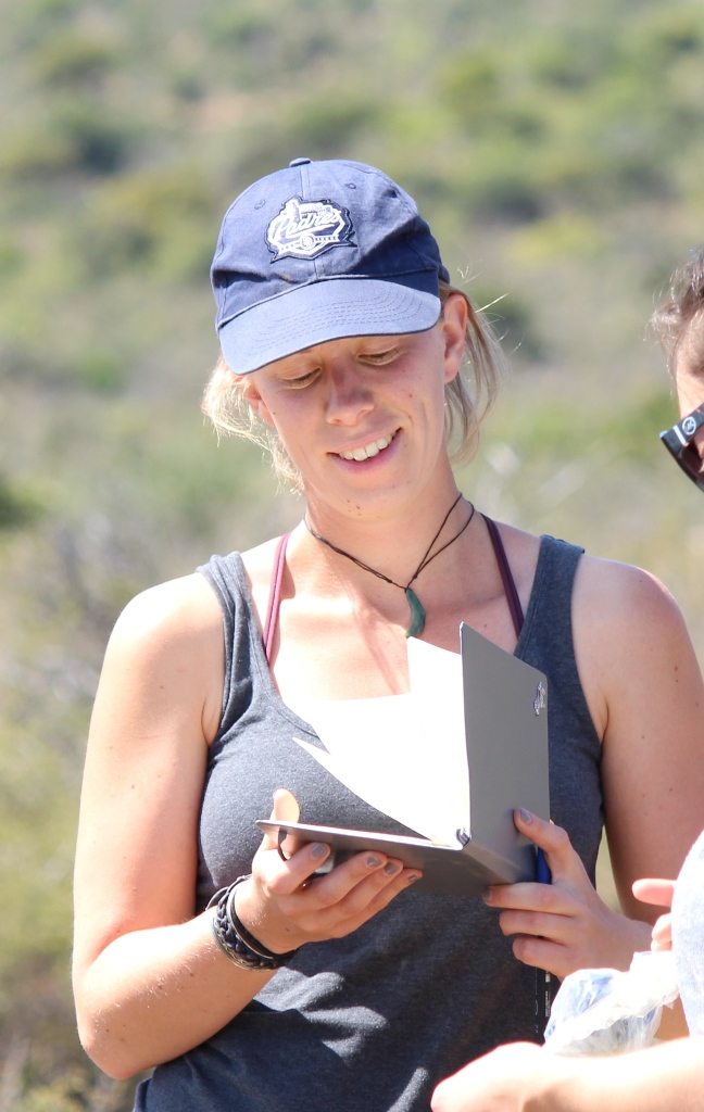 Jess Lea collecting data on Cape mountain zebra