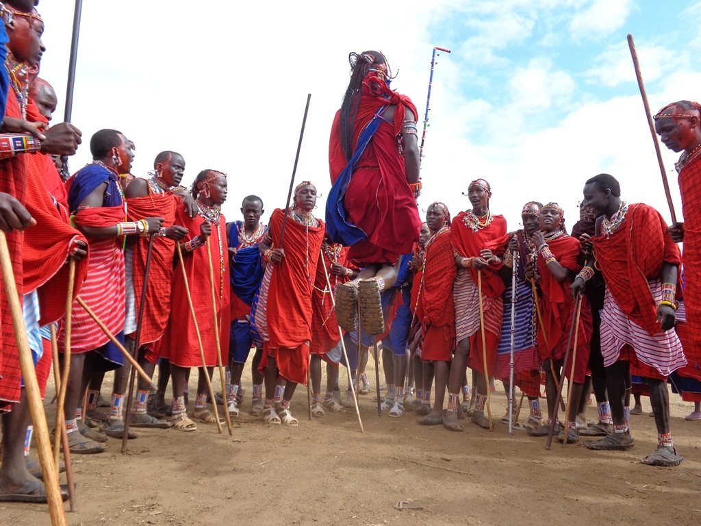 Maasai warriors jumping