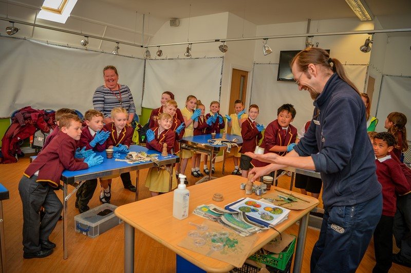 School children learning about native species as part of Chester Zoo POW programme