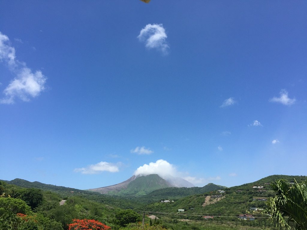 View of the volcano on island of Montserrat