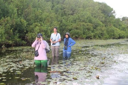 Johanna and members of the CCBC team searching for suitable release sites