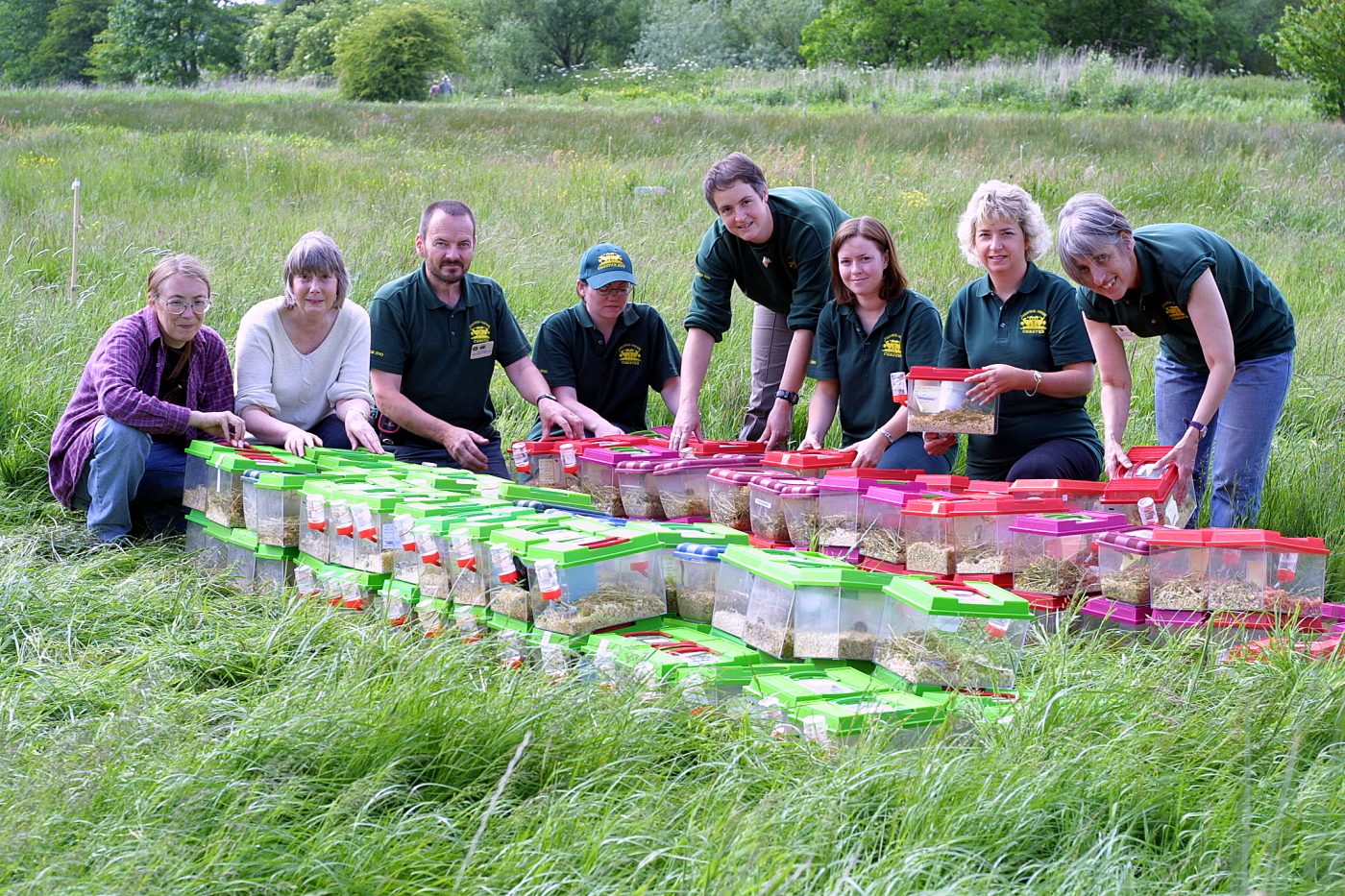 Chester Zoo's team with the harvest mice that were released into the Cheshire region