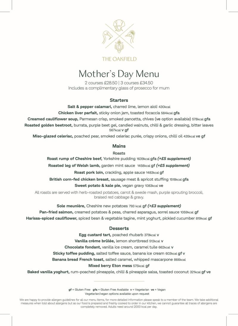 The Oakfield Mother's Day Menu (1)